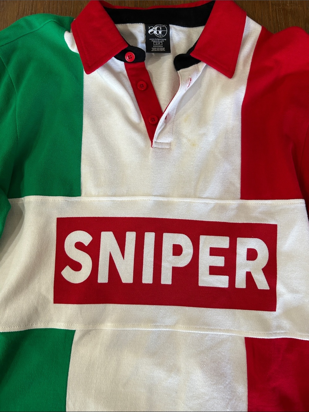 SNIPER Men's Colorblock Polo Shirt - Red, Green & White